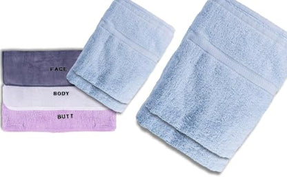 Crafty Cloth 10-Piece 4-Texture Towel Set for Complete Body Care, Embroidered | Luxurious Skin Care Towels for Cleaning, Exfoliating, and Drying – Blue, White, Gray, Purple - color: Blue/Gray/White, style: Embroidered