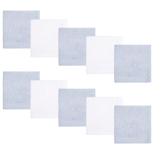 Baby Washcloths 10 Pack Rayon from Bamboo Ultra Soft Absorbent Terry Wash Cloth 10" x 10" Bath Towels for Face Burp Wipes Reusable Lightweight Newborn Essentials Shower Gift Set - color: Blue