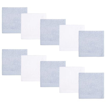 Baby Washcloths 10 Pack Rayon from Bamboo Ultra Soft Absorbent Terry Wash Cloth 10" x 10" Bath Towels for Face Burp Wipes Reusable Lightweight Newborn Essentials Shower Gift Set - color: Blue