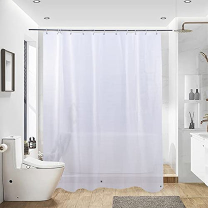 NTBAY EVA Shower Curtain Liner, 72 x 72, 6 Gauge, Semi Clear Water Cube | Water-repellent EVA Liner with 3 Bottom Magnets, 12 Reinforced Grommets, and 12 Plastic Hooks - color: Clear Checkered, size: 72"W x 72"L (Pack of 1)