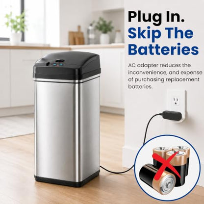 iTouchless Power AC Adapter for All Automatic Sensor Trash Cans, Official and Certified for Safety, Warranty Coverage, Fits All, Trash Can Ac Adapter - color: Solid Black, AC Adapter