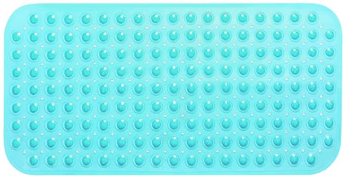 Large Non-Slip Bathtub & Shower Mat 31”x16” (Smooth/Non-Textured Tubs Only) Safe, Clean, Machine-Washable, Superior Grip&Drainage, Vinyl, Transparent Turquoise - color: Transparent Turquoise (Green-blue), size: Large (31"x16")