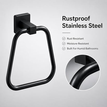 Matte Black Towel Ring for Bathroom 2 Pack, Kitchen Bath Towel Holder Hangers Wall Mount Heavy Duty Stainless Steel - color: Matte Black, size: 2 Pack