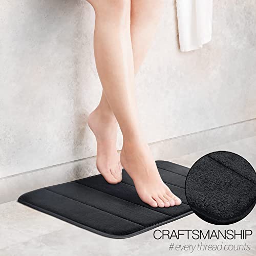 Betus Luxury Memory Foam Bath Mat - Water Absorbent, Super Cozy and Non-Slip Backing - Luxurious Velvet Comfort Bathroom Rug - 17"x24" (Black) - color: Black