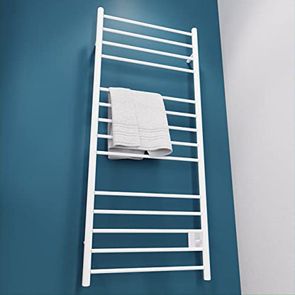 ANZZI Elgon 14 Bar Stainless Steel Wall Mounted Towel Warmer Rack in White | 14 Heated Bars Warm Up In Just 20 Minutes Additional Time, Maintains A Temperature Of 104 F 122 F For Quick Warming - color: White