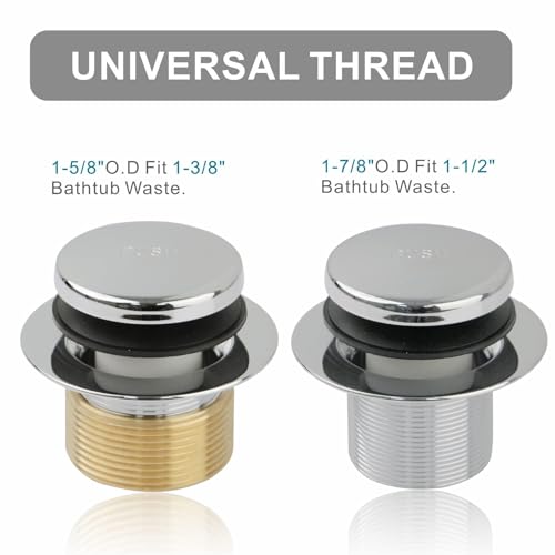 WELSAN Bathtub Drain,Tub Drain Trim Set Conversion Kit Assembly Chrome | Chrome plated, With 1-hole overflow faceplate,Tip-Toe, Includes an adapter, Coarse thread replacement bath trim kit assembly - color: Chrome, style: 1 Hole