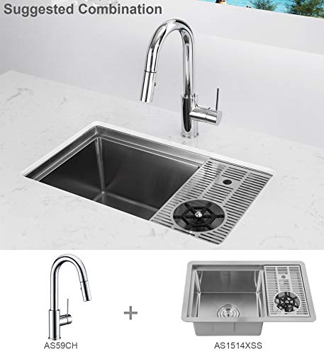 AS59CH Chrome Bar Faucet or Prep Kitchen Sink Faucet with Pull Down Sprayer and Single Handle - color: Chrome, style: Classic