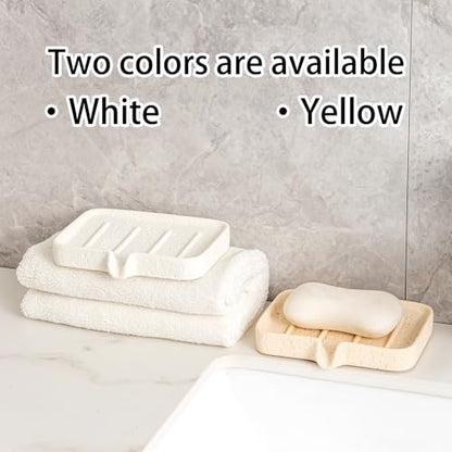 Soap Dish, Bar Soap Holder, Travertine Stone Look, Off White | Self Draining,Sponge Holders Tray for Shower,for Dispenser,Scrubber,Bottle,Cup on Bathroom Kitchen Bathtub Sink or Counter - color: White