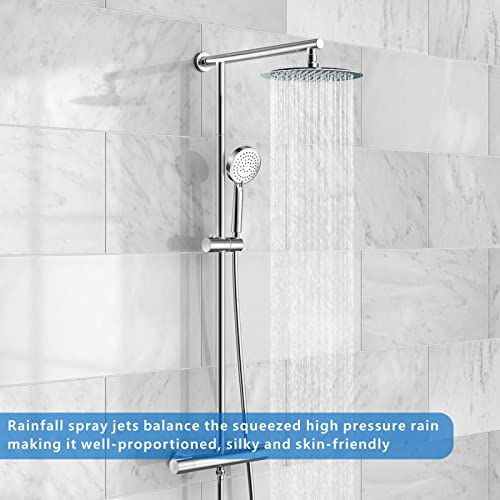 Voolan High Pressure Rain Shower Head - Rainfall Shower head Made of All Metal Stainless Steel - Comfortable Shower Experience Even at Low Water Flow (8 Inch, Chrome) - color: Chrome, size: 8 Inch