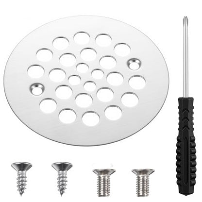 4-1/4” OD Shower Drain Cover Replacement Round Screw-in Floor Drain Screen Strainer with Screws