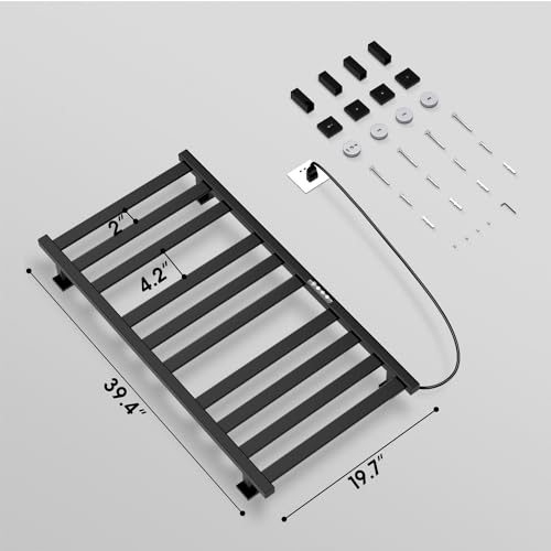 Towel Warmer 10 Bars, Stainless Steel Towel Warmer Rack | for Bathroom, Wall Mounted Towel Heater With Intelligent Touch Screen Timer, Hard Wired/Plug-In, Black - size: 10 Bars