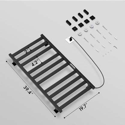 Towel Warmer 10 Bars, Stainless Steel Towel Warmer Rack | for Bathroom, Wall Mounted Towel Heater With Intelligent Touch Screen Timer, Hard Wired/Plug-In, Black - size: 10 Bars
