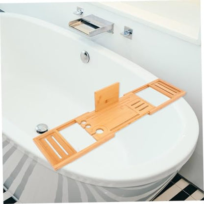 BESTOYARD Expandable Bamboo Bathtub Tray Organizer Phone Holder Multi-Functional Bath Table for Relaxation Bathroom Accessories