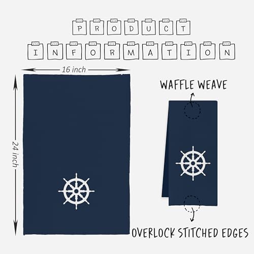 IWXYI Navy Blue Nautical Kitchen Towels - Nautical Dish Towels and Bathroom Hand Towels Set of 4 - color: 4towel2