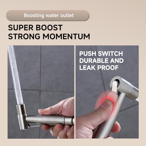 Handheld Bidet Sprayer for Toilet & Bathroom, Adjustable Water Pressure Spray Gun with 304 Stainless Steel Hose, Bidet Faucet for Postpartum Care, Elderly, Muslim Shower, Easy to Install