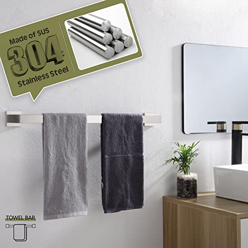 KOKOSIRI 24-Inch Single Towel Bar, Bathroom Kitchen Towel Holder, Wall Mounted Stainless Steel Towel Rack 2 Pack, Brushed Nickel, B4003BR-L24-P2 - color: Brushed Steel, size: 24-Inch (2 Pack)