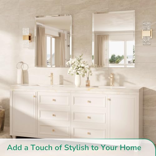 24x32 Beveled Bathroom Mirror Frameless, Tempered Rectangle Bathroom Vanity Mirror Beveled with 1" Beveled Edge, Shatterproof Farmhouse Wall Mirrored for Living Room, Entryway, Restroom - size: 32"L x 24"W, style: Beveled