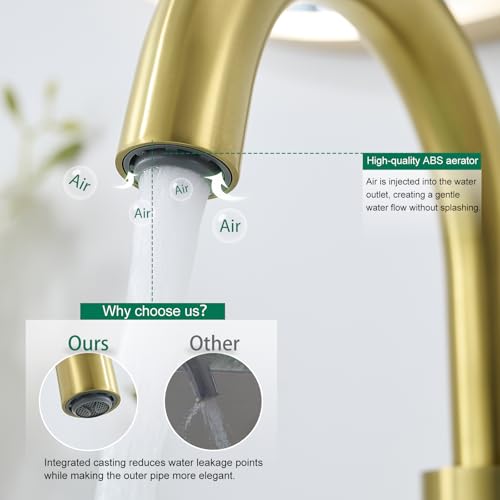 VOTON Bar Sink Faucet, Bathroom Kitchen 360° Rotatable Faucet, Brushed Gold Single Hole Bathroom Faucets Modern Small Mini Kitchen Bath Utility Vanity Outdoor Lavatory Faucets - color: Brushed Gold