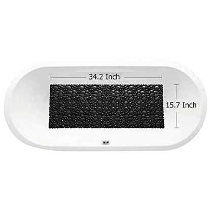 Extra Long Pebble Bath Tub Shower Mat 34.2 x 15.7, Bathmat Non-Slip with Suction Cups, Machine Washable, Bathroom Mats, Smooth/Non-Textured Surface Only (34.2" x 15.7", Black) | Extra Long Bath Mat for Tub Non Slip, Machine Washable, Shower Mats for Insid