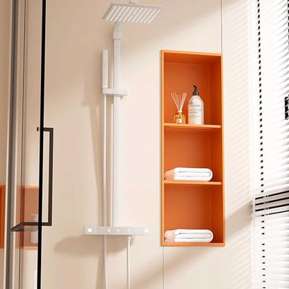 Stainless Steel Shower Niche Wall Insert Recessed Double Shelf Shower Storage for Bathroom Living Room, 70x28x12.5cm, Orange - color: 3 layer