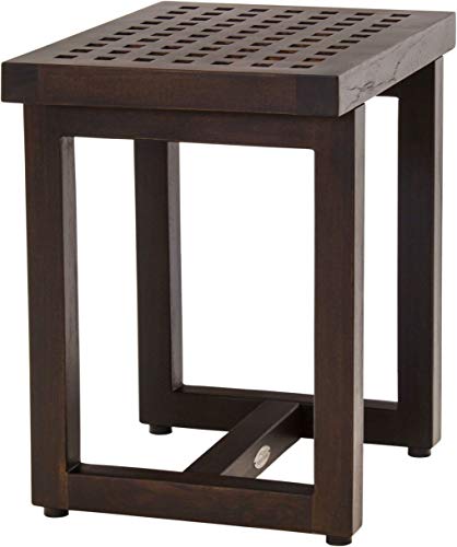 AquaTeak 18" Grate Mocha-Shield Teak Shower Bench - A. Bench | Durable, Water-Resistant Teak, Shower Chair & Shaving Foot Rest, Indoor/Outdoor Use