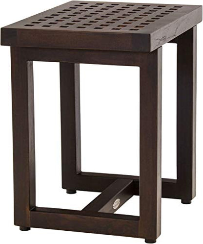 AquaTeak 18" Grate Mocha-Shield Teak Shower Bench - A. Bench | Durable, Water-Resistant Teak, Shower Chair & Shaving Foot Rest, Indoor/Outdoor Use