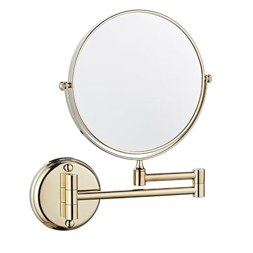 Vanity Mirror,Bathroom Mirror,8" Magnification Wall Mount Swing Arm Mirror. Two-Sided Regular & Magnification. Brushed Brass Finish.,3X,Zirconium Gold - color: Zirconiumgold, size: 3X