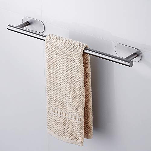 20 InchsTowel Bar Self Adhesive Wall Mounted Stainless Steel Rustproof Polished Bathroom Kitchen No Drill Matte Modern Decoration Rack Hardware Hanger Chrome (Silver)