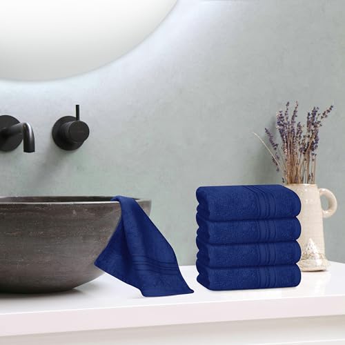 BOUTIQUO Ultra Soft Cotton Washcloths, Contains 12 Piece Face Cloths 12x12 inch, Ideal for Everyday use Face Towels, Compact & Lightweight Multi Purpose Washcloths - Navy Blue - color: Navy Blue, size: Washcloths - Set of 12