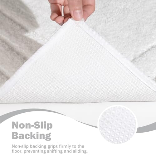Gray Bathroom Runner Rugs, Non-Slip Extra Long Bath Mat | Extra Long Bath Rug, Machine Washable Large Bath Mats for Tub and Shower, Plush Shaggy Runner, 24x60" - color: White, size: 2' x 5' (Rectangular)