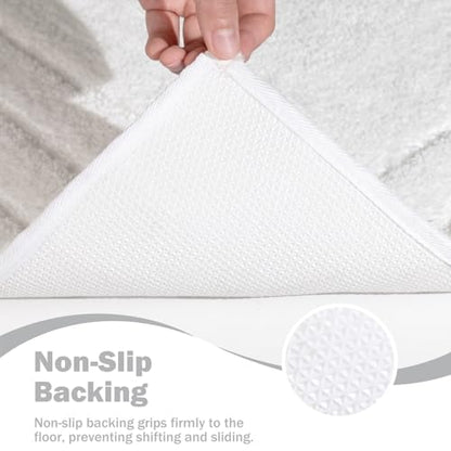 Gray Bathroom Runner Rugs, Non-Slip Extra Long Bath Mat | Extra Long Bath Rug, Machine Washable Large Bath Mats for Tub and Shower, Plush Shaggy Runner, 24x60" - color: White, size: 2' x 5' (Rectangular)
