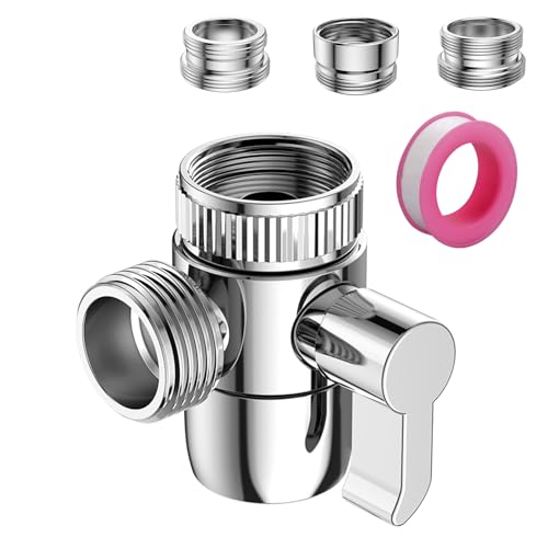 Sink Faucet Diverter 3-Way Valve Splitter G1/2 for Kitchen Bathroom - color: Sliver with 3 Adapters