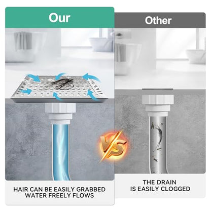 Drain Hair Catcher for Bathroom Sink,4.8" Stainless Steel and Silicone Shower Drain Covers Suitable for Drains and Bathroom Floors 2 Pack (2, Gray) - color: Gray