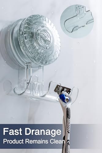 HOME&I Twist-to-Lock Razor Holder for Shower, 2 Pack Clear Suction Cup Bathroom Hooks with Triple Hook Design, No-Drill Wall Mount Organizer for Razor, Loofah, Washcloth & Shower Accessories - style: Twist Lock+Triple Hook