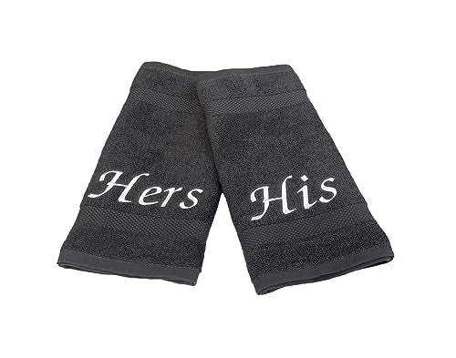 Liberty21 His and Hers Embroidered Wash Cloths Towel Set for Couples. This Set Includes 2 Washcloth Towels for Body and Face. His and Hers Gifts. 100% Cotton. (Gray) - color: Gray