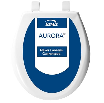 Bemis Aurora Slow Close Toilet Seat, Easy Clean Hinges and Adjustable Perfect Fit Plastic Seat, Made in USA, Round, White - color: White, size: Round