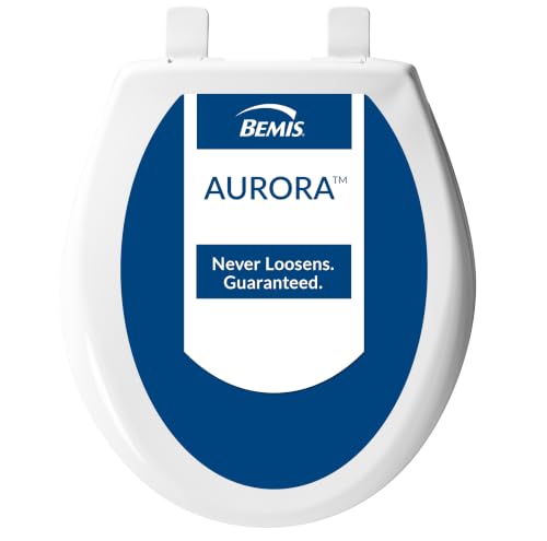 Bemis Aurora Slow Close Toilet Seat, Easy Clean Hinges and Adjustable Perfect Fit Plastic Seat, Made in USA, Round, White - color: White, size: Round
