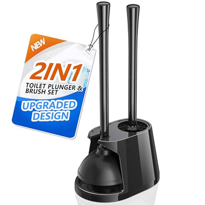 Toilet Plunger and Brush Set, Bowl Brush and Heavy Duty Toilet Plunger with Ventilated Holder, 2-in-1 Toilet Brush and Plunger Combo for 5.3-inch Toilet Drain Bathroom Deeply Cleaning - color: Style 4