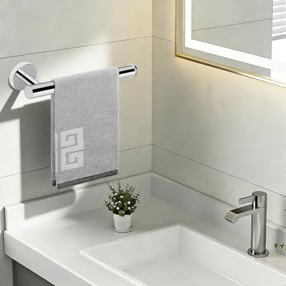 NearMoon Hand Towel Holder/Towel Ring, Thicken Stainless Steel Hand Towel Bar for Bathroom, Rustproof Wall Mounted Towel Rack, Contemporary Style Bath Accessories, 9 Inch (1 Pack, Chrome Finish) - color: Chrome Finish
