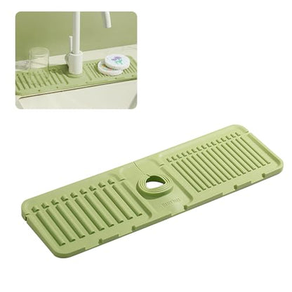 Faucet Mat for Kitchen Sink – Adjustable Silicone Sink Splash Guard with Fast Drying Properties , Perfect for Bathroom, Laundry & Bar, Durable Kitchen Sink Accessories Green