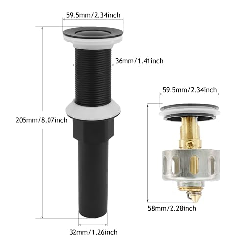 Bathroom Sink Drain,Drain Stopper Bathroom Sink Without Overflow,Small Cap Pop Up Drain Assembly with Detachable Strainer Basket,Built-in Anti-Clogging, Stainless Steel Nut Matte Black - color: Matte Black-small Cap, style: Without Overflow