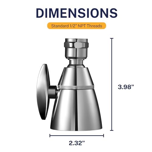 HammerHead Showers® Solid Metal 2 Inch High Pressure Shower Heads - CHROME – 2.5 GPM Shower Heads High Pressure - High Flow Shower Head with ADJUSTABLE SPRAY PATTERN - Fixed Shower Head - color: Chrome, size: 2.5 GPM Standard