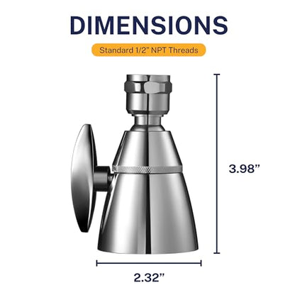 HammerHead Showers® Solid Metal 2 Inch High Pressure Shower Heads - CHROME – 2.5 GPM Shower Heads High Pressure - High Flow Shower Head with ADJUSTABLE SPRAY PATTERN - Fixed Shower Head - color: Chrome, size: 2.5 GPM Standard