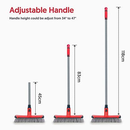 Floor Scrubber with Long Handle, 2 in 1 Scrubbing Brush Stiff Bristle Shower Cleaning Brush for Bathroom, Kitchen, Tub, Carpet, Grout, Tile(Red) - color: Red