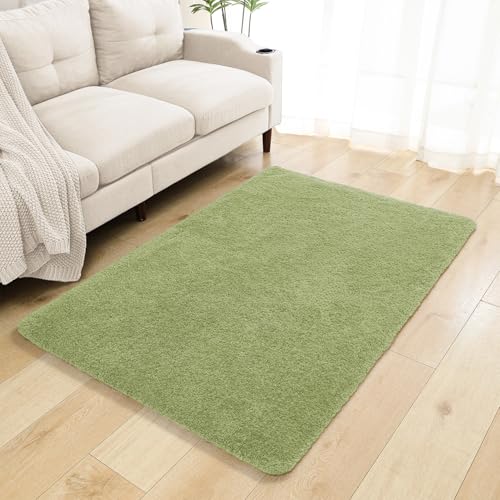 Olive Green Bathroom Rugs 40"x60" – Oversized Plush Non-Slip Microfiber Bath Mat, Absorbent & Washable – Ideal for Large Bathrooms or Living Rooms - color: Olive Green, size: 3'4" x 5' (Rectangular)
