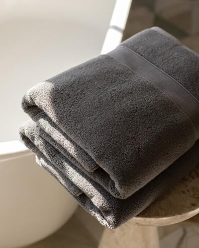 Cozy Earth Complete Luxe Bath Bundle - 60% Cotton 40% Viscose from Bamboo - Quick Dry & Plush Cotton Bath Towel Set - 4 Washcloths, 2 Hand Towels, 2 Bath Towels, 2 Bath Sheets - Charcoal - color: Charcoal