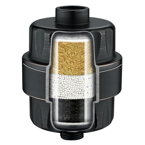 BRIGHT SHOWERS Shower Filter, High Output Shower Head Filter, 3-Stage Filtration for Hard Water & Chlorine Removal, Improves Skin, Hair & Nails, Universal Fit, Oil Rubbed Bronze - color: Oil Rubbed Bronze