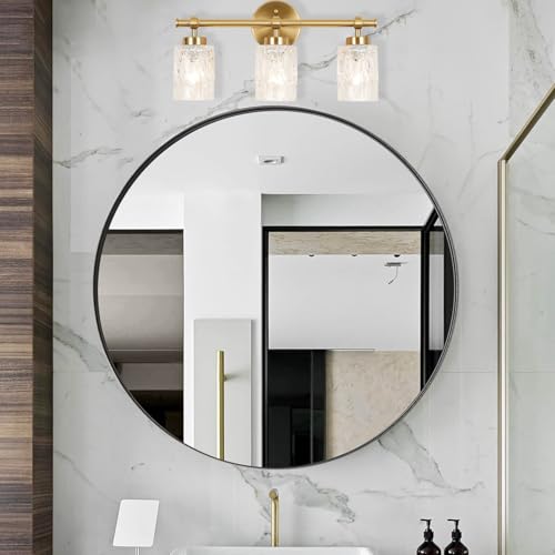 ALICE HOUSE 3-Light Vanity Light Fixture Over Mirror, Brushed Brass, Easy Bulb Replacement, LED Compatible, Bright and Elegant Bathroom Light for Makeup AL5095-W3 - size: 3 Light