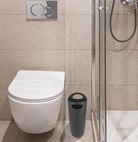 Superio Slim Bathroom Trash Can 2 Gallon Grey Plastic Small Compact Waste Basket for Bedroom, Dorm, Under Office Desk Dustbin - size: Grey