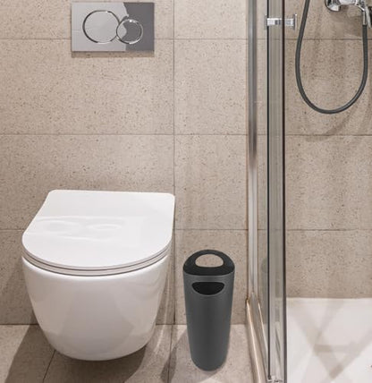 Superio Slim Bathroom Trash Can 2 Gallon Grey Plastic Small Compact Waste Basket for Bedroom, Dorm, Under Office Desk Dustbin - size: Grey